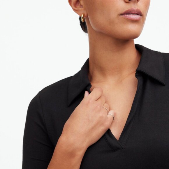 Side-Cinch Long-Sleeve Polo Top NWT - Picture 11 of 11